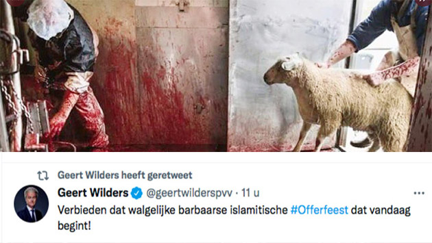 Aşısı sağcı Geert Wilders'dan Kurban Bayramı ile ilgili skandal paylaşım