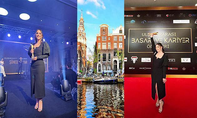 Şüheda Özyar, Türkiye'de düzenlenen törende Hollanda'nın En Başarılı Kadın Giyim Markası Ödülü'nü aldı