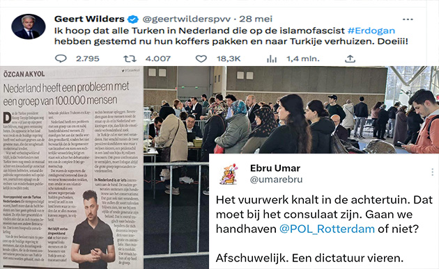 Erdoğan'ın tarihi zaferini hazmedemeyen aşırı sağcı Geert Wilders, Ebru Umar ve Özcan Akyol, Türk seçmenleri hedef aldı