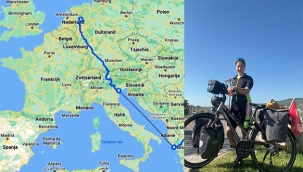 Depremzedeler için pedal çevirmeye başladığı yolculukta yalnız kaldı