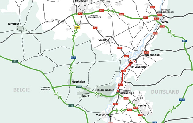 Limburg’da A2 Otoyolu Hafta Sonu Boyunca Kapalı: “Yola Çıkmayın” Uyarısı
