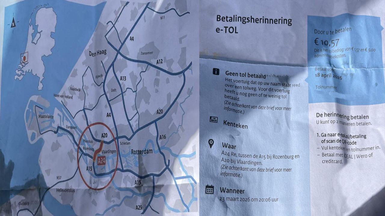 Hollanda'da A24 Ücretli Tünele Dikkat! Geçiş Parasını Ödemeyene Otomatik Ceza: Sürücülere "E-Tol" Uyarısı