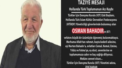IOT, Osman Bahadır İçin Taziye Mesajı Yayımladı