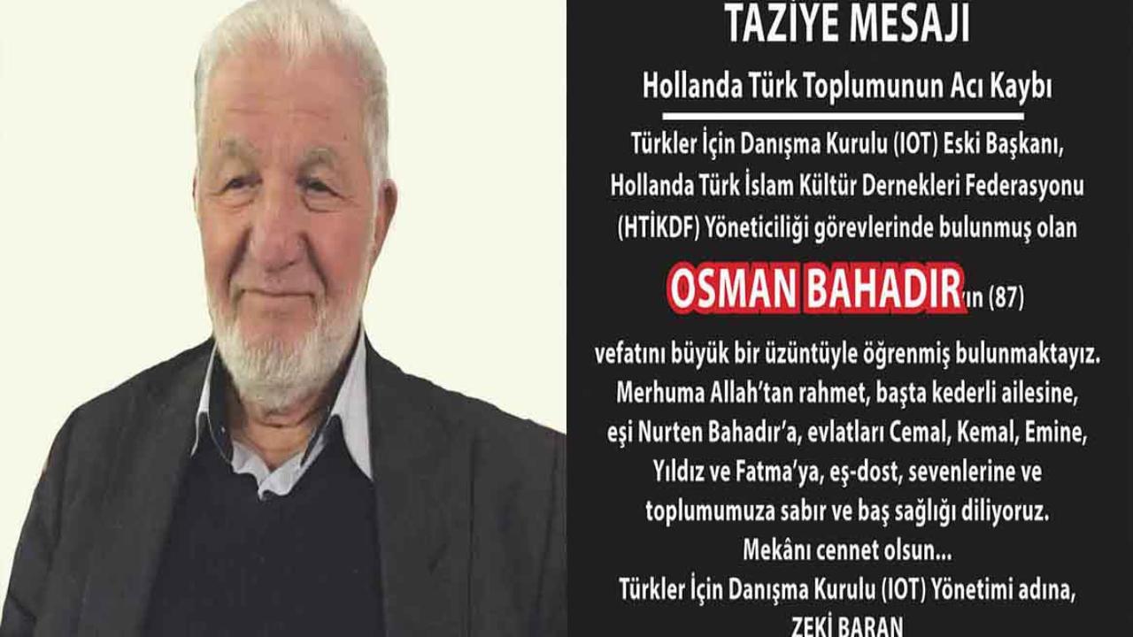 IOT, Osman Bahadır İçin Taziye Mesajı Yayımladı