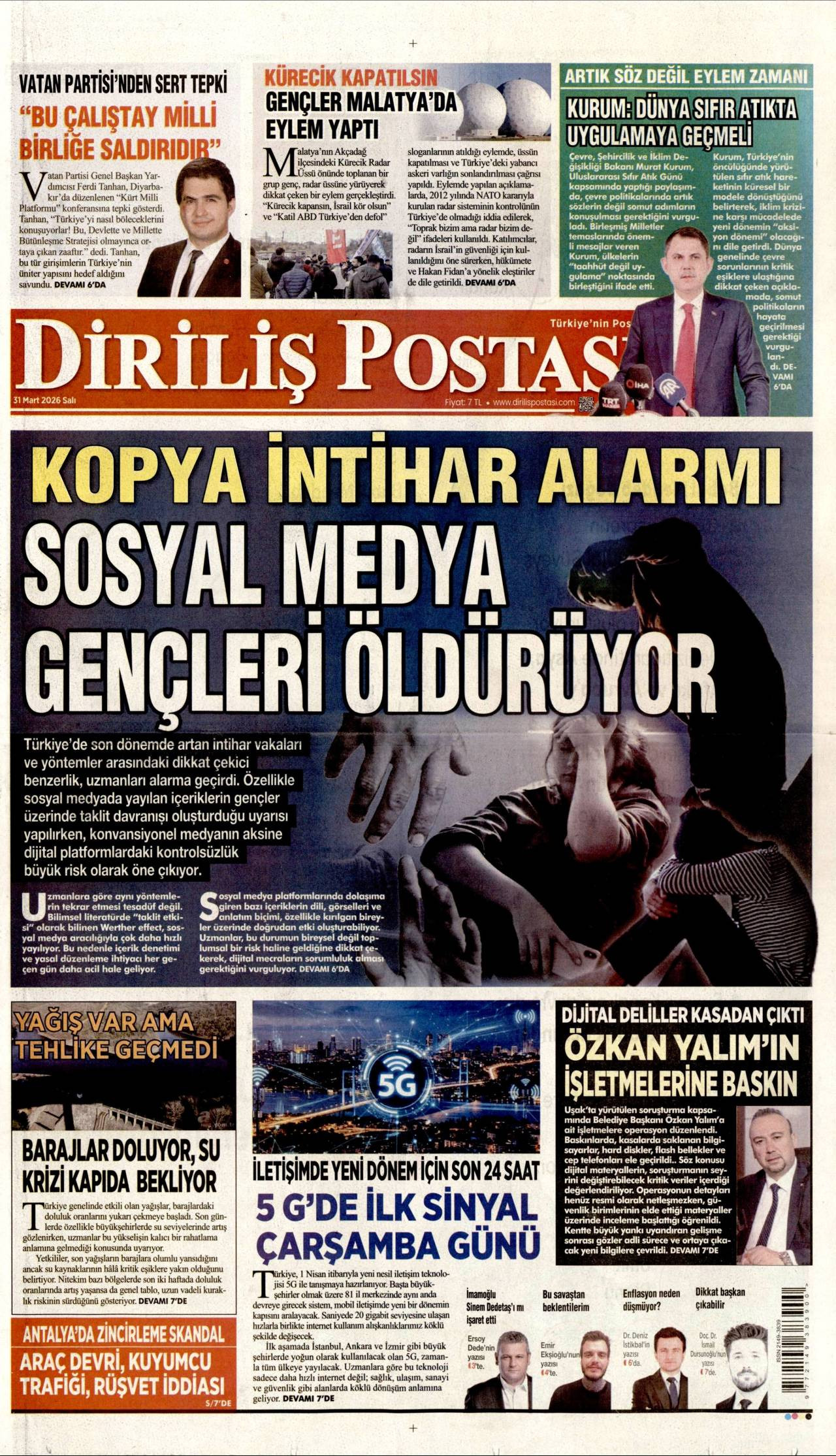 Diriliş Postası Gazetesi Gazete Manşeti