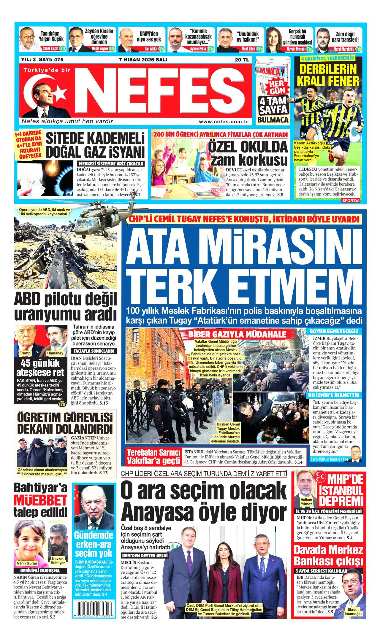 Nefes Gazetesi Gazete Manşeti