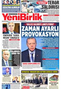 Yeni Birlik Gazetesi Gazete Manşeti