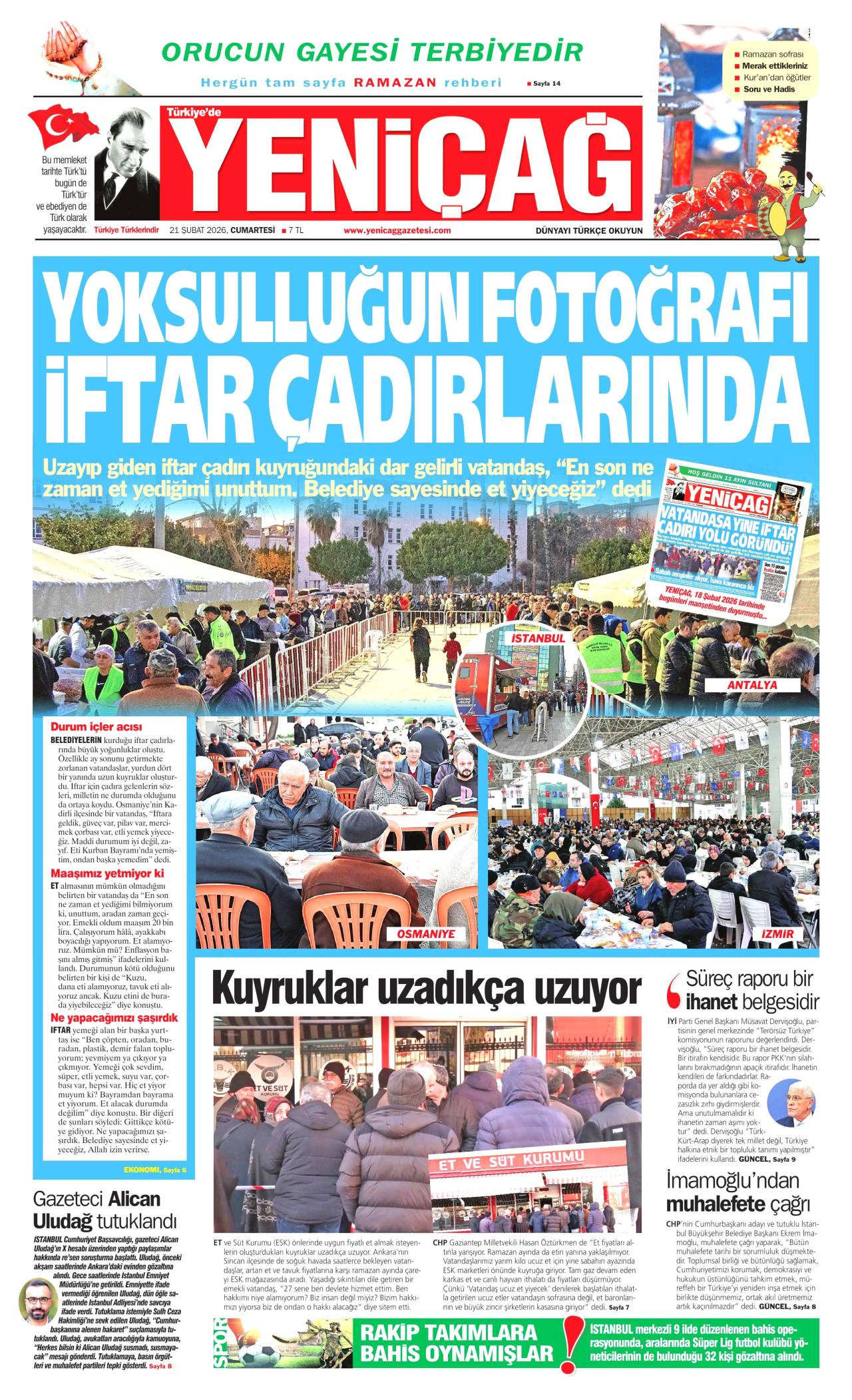 Yeniçağ Gazete Manşeti